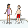 They wade in the water.