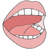 Open mouth wide while talking