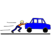 He ______ the car out of the way.