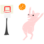 Pig Playing Basketball Stencil