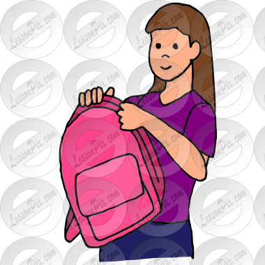 Zip Backpack Picture for Classroom / Therapy Use - Great Zip Backpack  Clipart