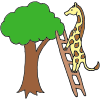 Giraffe on a Ladder Picture