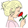 The+girl+is+smelling+a+rose. Picture