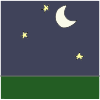 At night