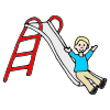 He slides.