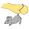 Lion caught the mouse.