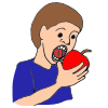 He eats.