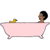 Takes a bath