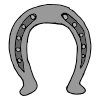 H is for horseshoe. Horseshoes protect a horse's hooves.