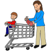 Mom+puts+food+in+the+cart. Picture