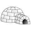 The+penguin+is+in+front+of+the+igloo. Picture