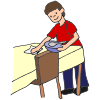 "I clean the table."