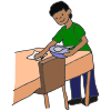 What+is+he+doing_+He+is+cleaning+the+table. Picture
