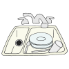 "The dishes are dirty."