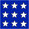 The American flag has 50 white stars on a blue background.