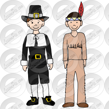 Pilgrim and Indian Picture for Classroom / Therapy Use - Great Pilgrim ...