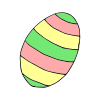 Bunny is below the egg.