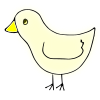 The egg is behind the chick.