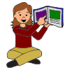 Position the book and device in front of child and you.  Point to picture