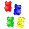 4+gummy+bears+red_+blue_+green+and+yellow. Picture