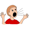 He yells.