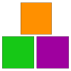 3+squares+green_+orange+and+purple. Picture