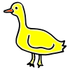 The egg is under/below the duck.