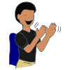 He claps.