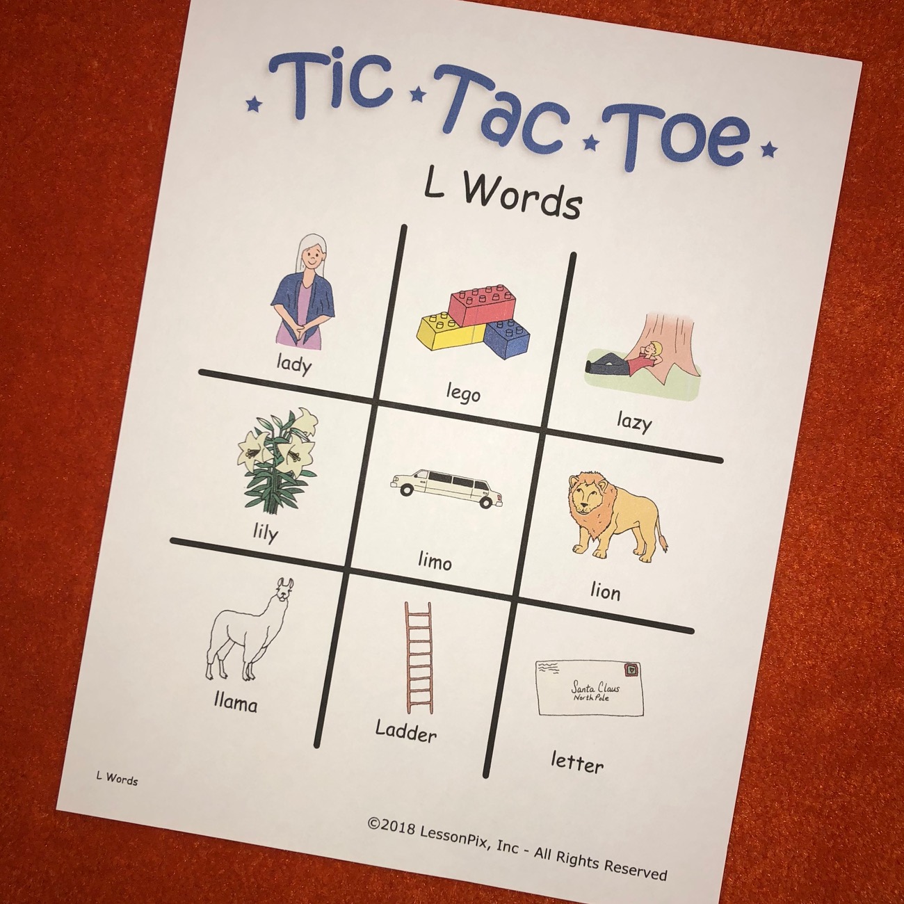 Custom Tic Tac Toe Board Words with Boards - Words with Boards, LLC