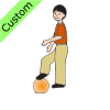 The pumpkin is UNDER my foot.