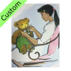 She sewed button.