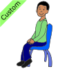 In a blue chair
