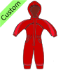 Puts on his snowsuit