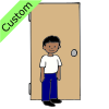 I wait for my teacher by the door.