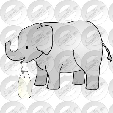 The elephant drinks milk. Picture