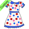 White with pink, blue, and red dots