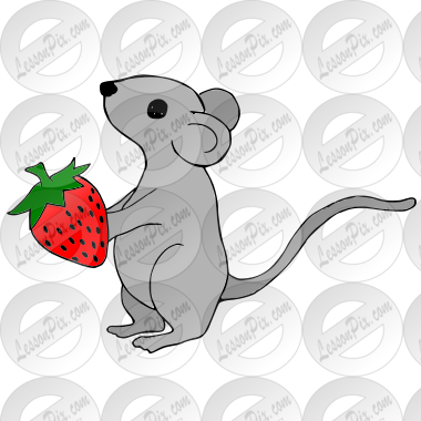 What does mouse do with the strawberry? Picture