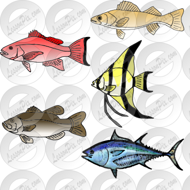 Five fish Picture for Classroom / Therapy Use - Great Five fish Clipart