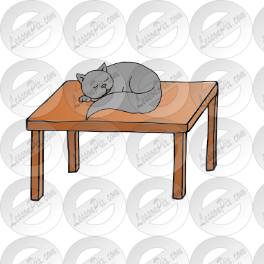 cat under the table clipart