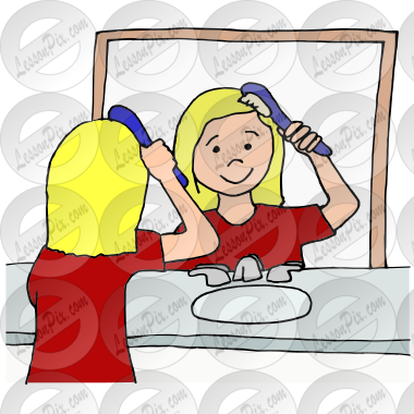 Brush Hair Picture for Classroom / Therapy Use - Great Brush Hair Clipart